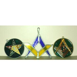 Masonic Stained Glass Window Hangers Room Decor Organizations